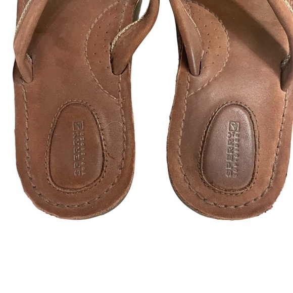 Sperry Top Slider Brown Leather Thong Slippers/ Sandals size 9 - Picture 6 of 13